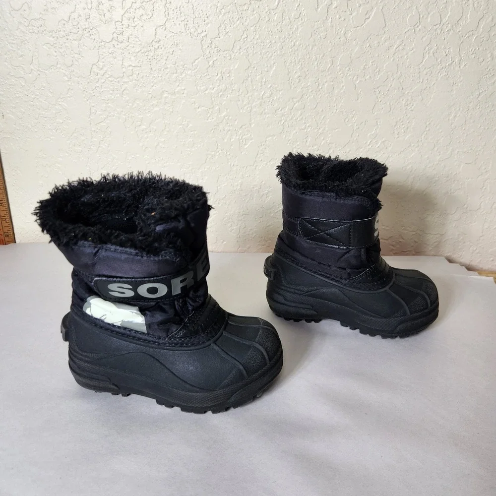 Sorel Toddler Flurry Snow Boots Black City Grey NC1877-010 Size 9